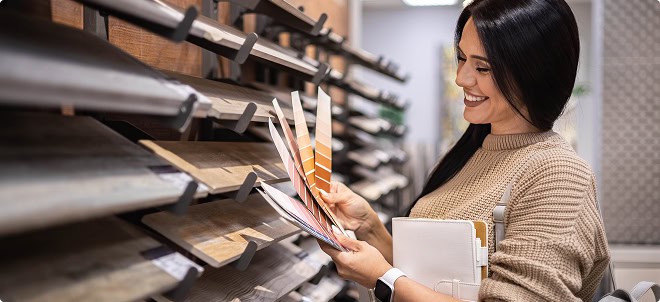 Color and finish samples for interior design projects at Brown Design Group.